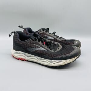 Brooks Shoes Women Black Red Caldera 3 TrailTack Trail Road Running Sneakers